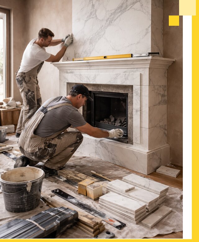 Отделка каминов в Гагарине качественные облицовочные работы