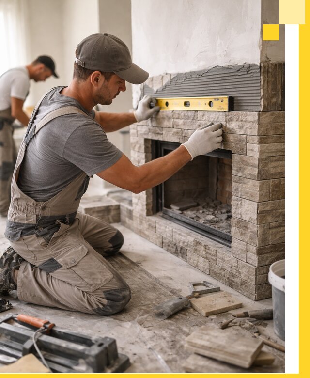 Облицовка каминов в Гагарине, монтаж и отделка натуральным камнем