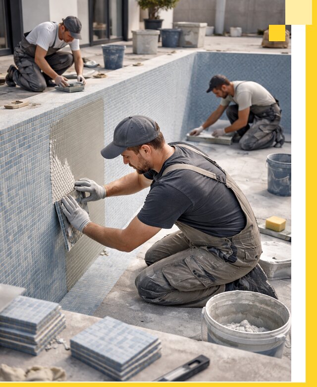 Облицовка бассейнов в Гагарине плитка мозаика гидроизоляция