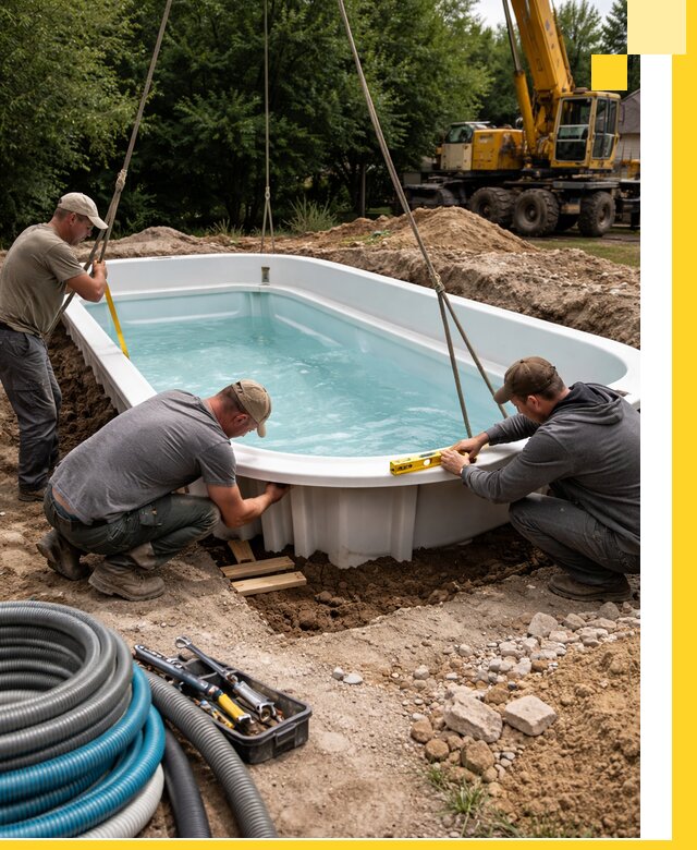 Установка и монтаж композитных бассейнов под ключ в Гагарине