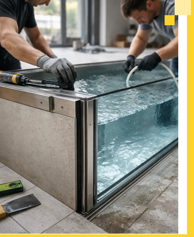 Проектирование и монтаж стеклянных бассейнов в Гагарине