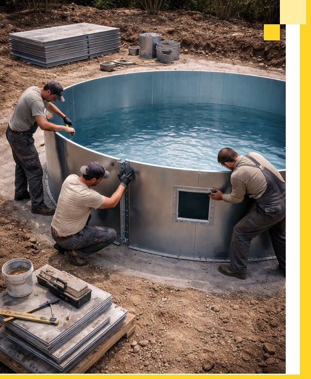 Круглые бассейны под ключ в Гагарине проектирование и монтаж