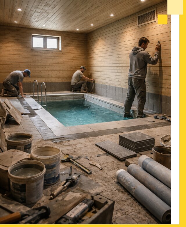 Строительство бани с бассейном и сауной под ключ в Гагарине