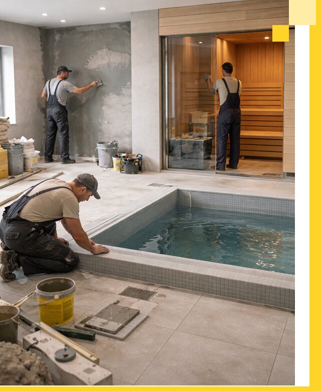 Проектирование и строительство сауны с бассейном в Гагарине