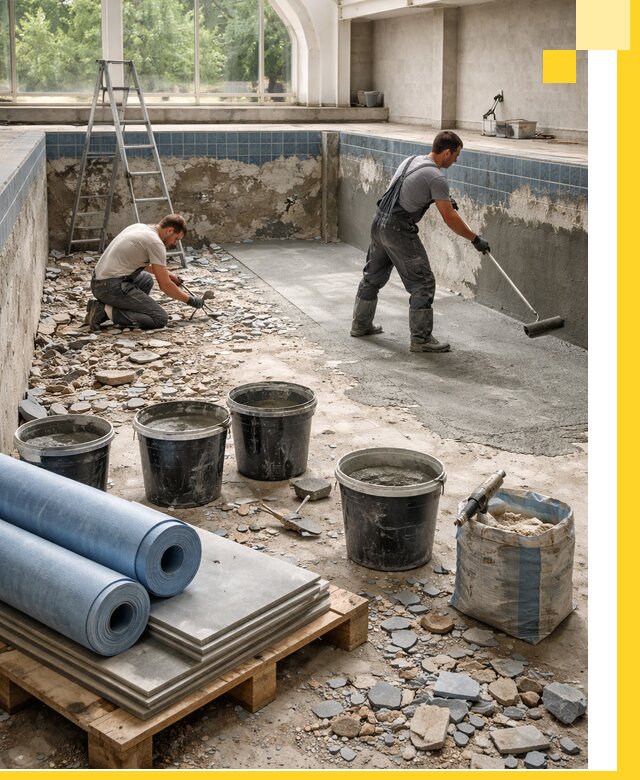 Реконструкция бассейнов в Гагарине: ремонт, гидроизоляция