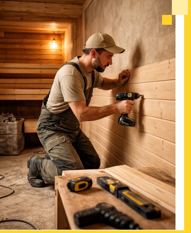 Профессиональная внутренняя отделка бани в Гагарине под ключ