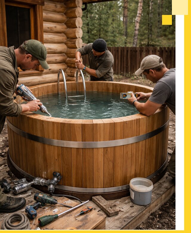 Строительство бань с купелью под ключ и отделкой в Гагарине