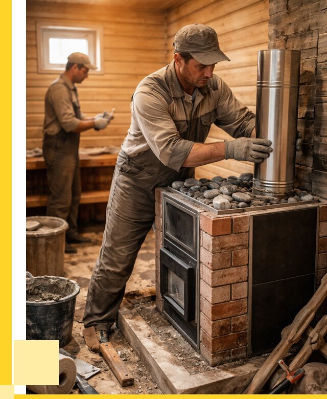 Монтаж печи в бане под ключ в Гагарине от 20808 р. | ЭриданГгр