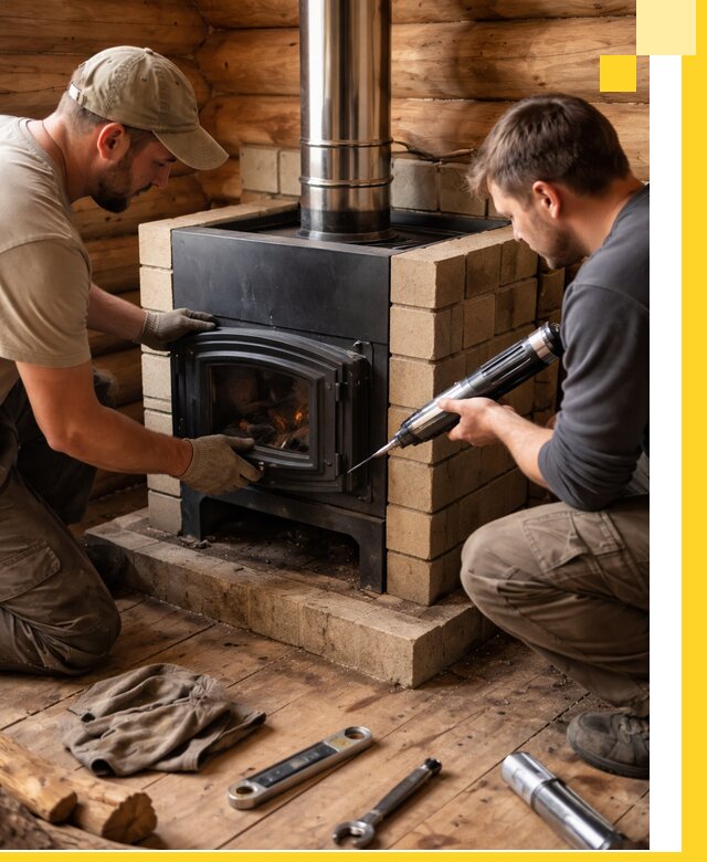 Монтаж и установка печи в бане под ключ с гарантией в Гагарине