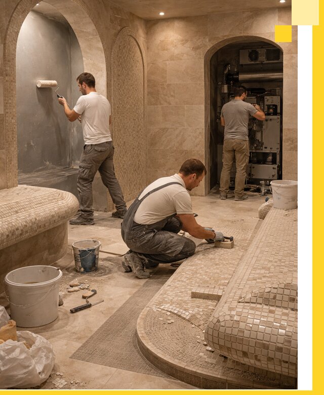 Строительство бани с хамамом и бассейном под ключ в Гагарине