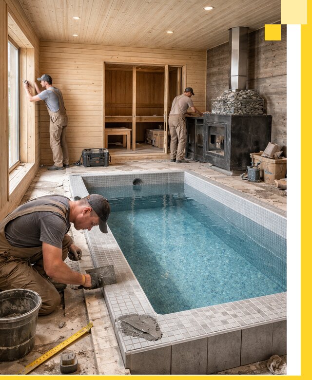 Проект бани с бассейном и сауной в Гагарине под ключ