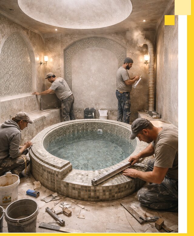 Профессиональное строительство хамама с бассейном в Гагарине под ключ