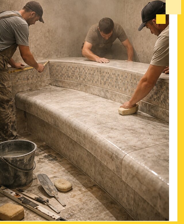 Изготовление и установка сидений для хамама в Гагарине